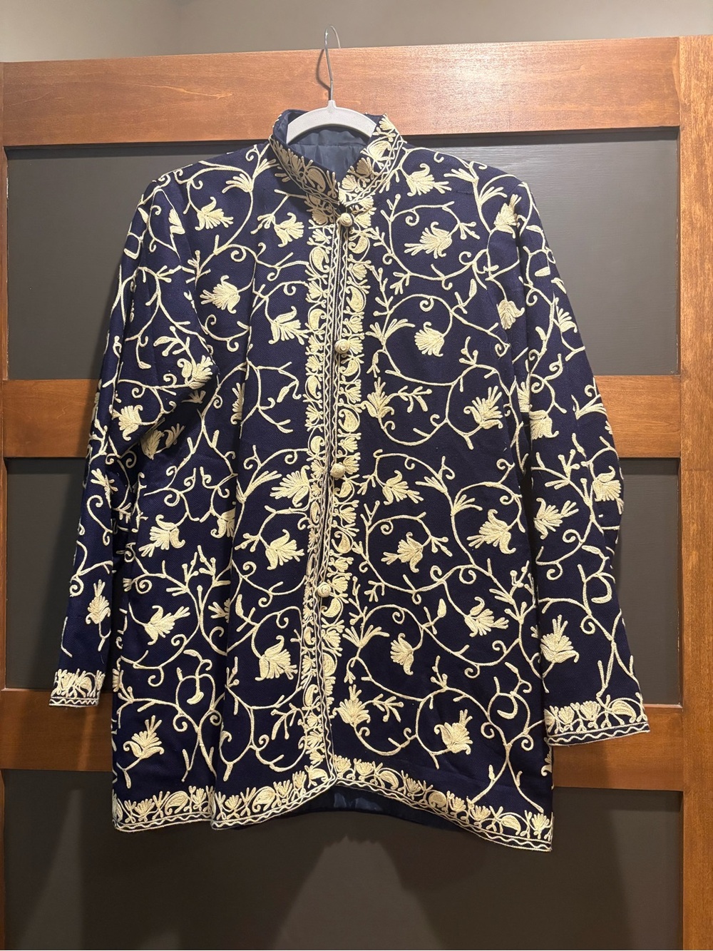 Navy Embroidered Floral Jacket - Brand Unknown
